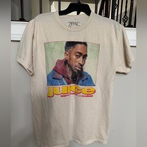 'Shakur “Juice” Graphic Crew Neck T-Shirt - Cream